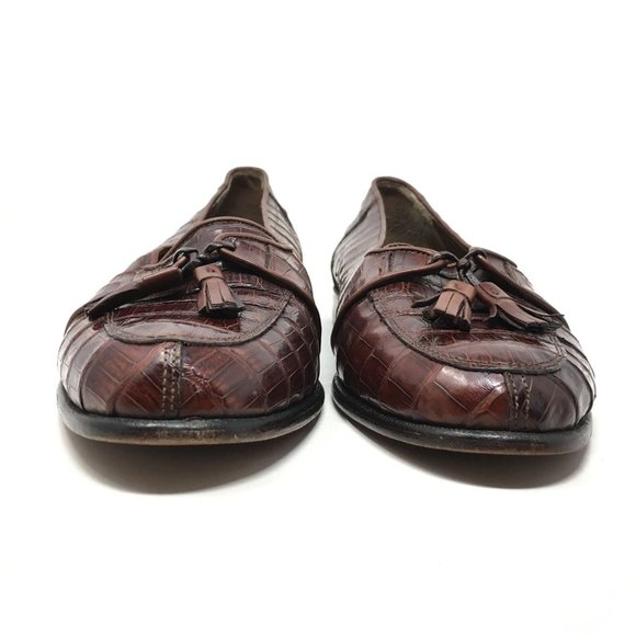 Brass Boot Loafers Shoes Size 8 Full Crocodile